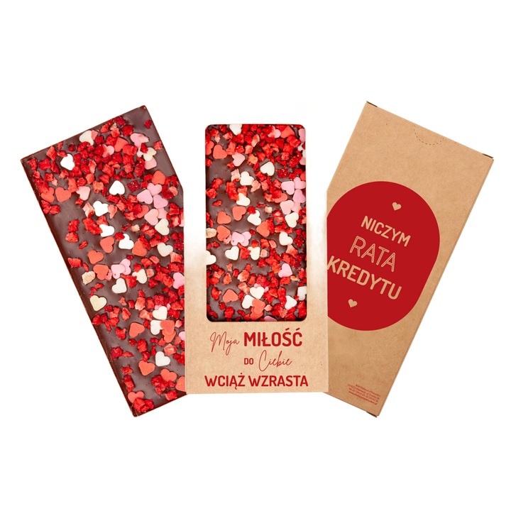 Tableta ciocolata, B&B Slodycze z Pomyslem, Ciocolata belgiana/capsuni, 100g