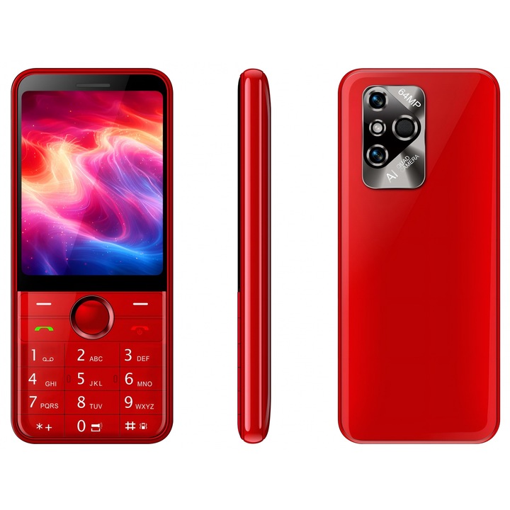 Mobiltelefon iSEN F95, piros, 4G, 2,8" TFT, 48MB RAM, 0,08MP kamera, 1000 mAh, Dual SIM