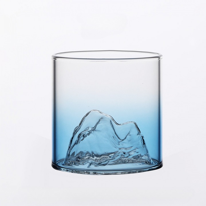 ASDIIT üvegpohár, művészi dizájn hegyi tájjal, többszínű, 300ml