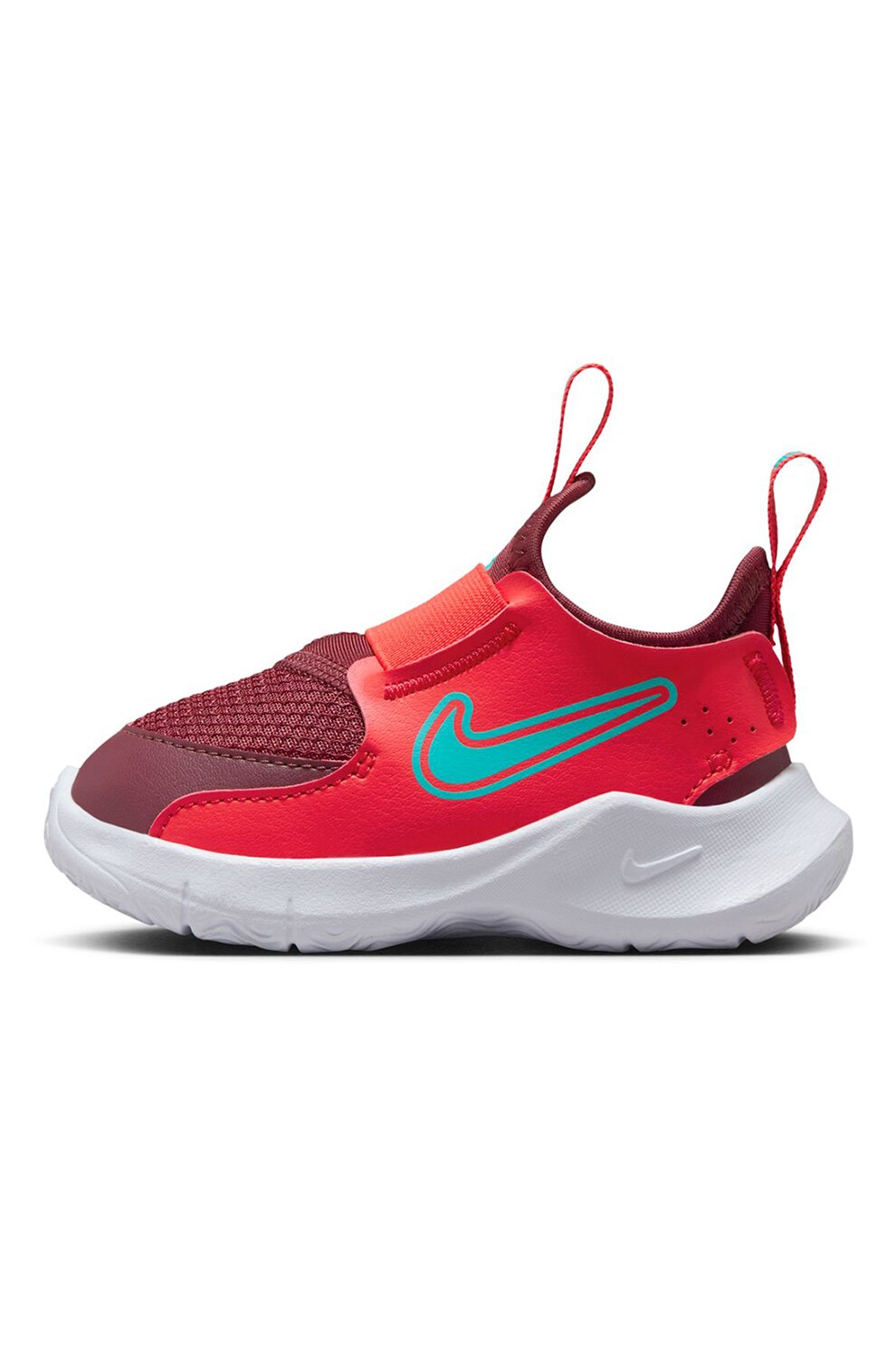 Nike, Pantofi sport slip-on cu imprimeu logo Flex Runner 3, Rosu, Visiniu, Albastru deschis, 17 EU