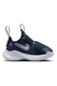 Nike, Pantofi sport slip-on cu imprimeu logo Flex Runner 3, Alb, Bleumarin, 19.5 EU