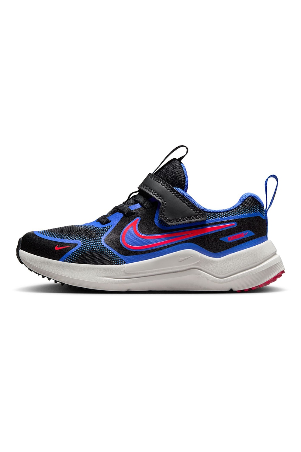 Nike, Pantofi Cosmic cu velcro, pentru alergare, Negru, Blue Royal, 31 EU