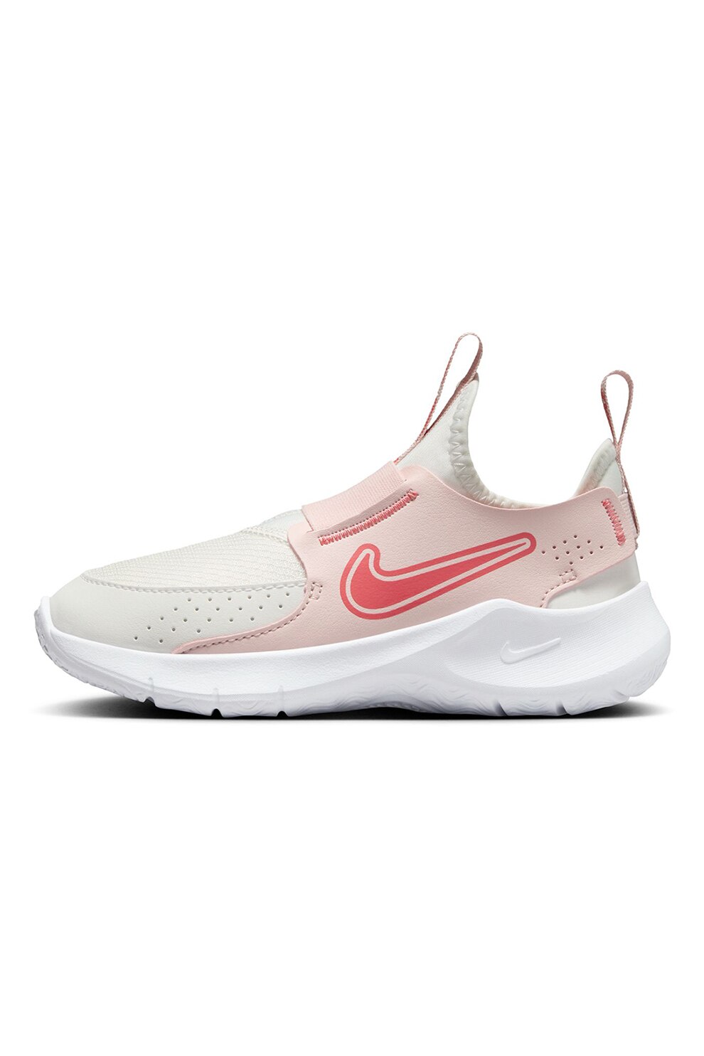 Nike, Pantofi slip-on cu garnituri din piele Flex Runner 3, Alb murdar, Roz pal, 28 EU