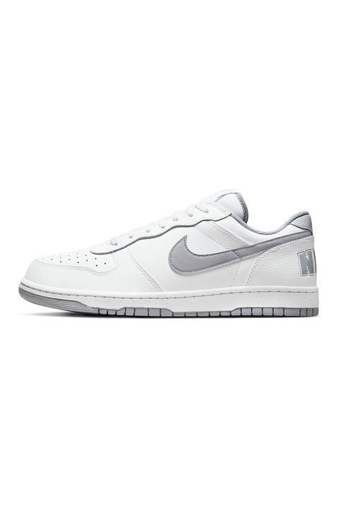 Nike, Кожени спортни обувки с еко кожа, Бял/Сив