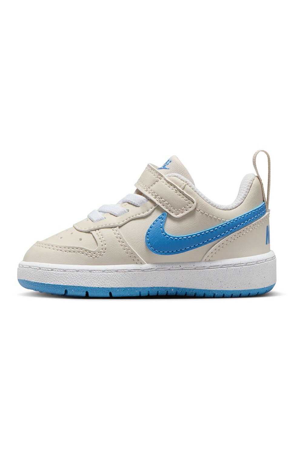 Nike, Pantofi sport Court Borough cu inchidere velcro, Albastru, Crem, 19.5 EU