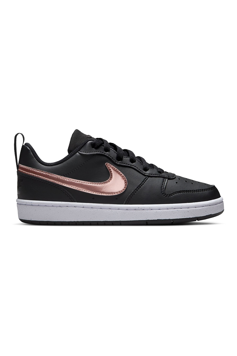 Nike, Pantofi sport din piele ecologica Court Borough Low Recraft, Negru, Auriu rose, 38 EU