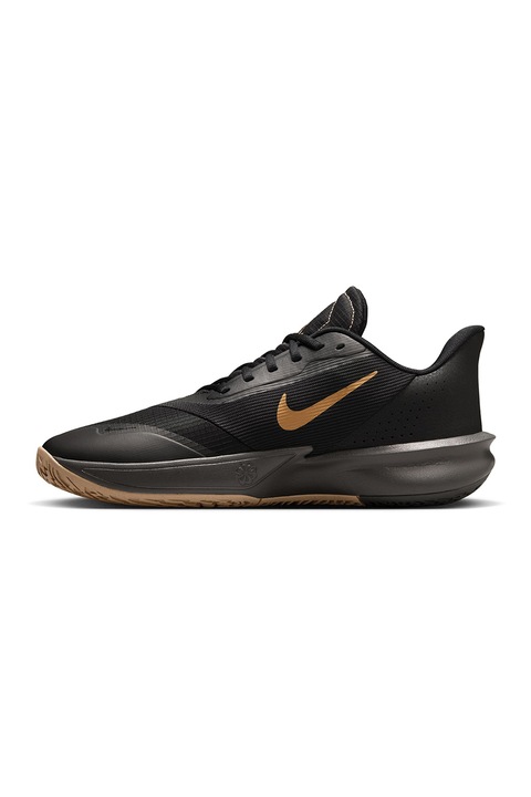 Nike, Pantofi din material textil pentru baschet Precision 7, Auriu/Negru