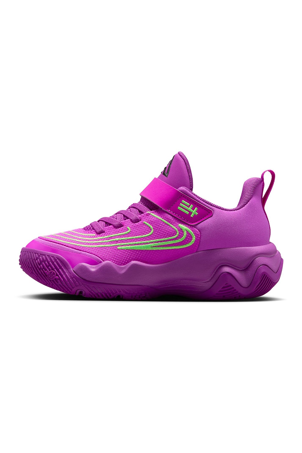 Nike, Pantofi sport Giannis Immortality 4 pentru baschet, Verde lime, Albastru Violet, 28 EU