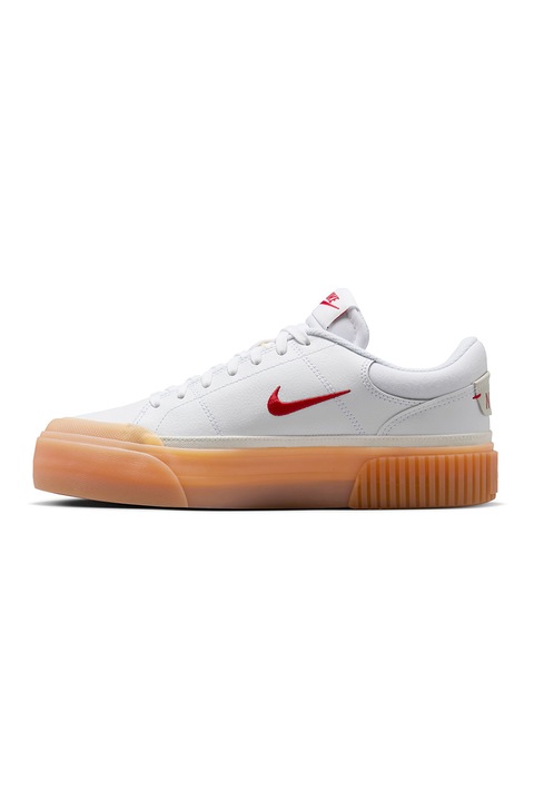 Nike, Pantofi sport din piele cu garnituri din material textil Court Legacy, Rosu, Alb, 8