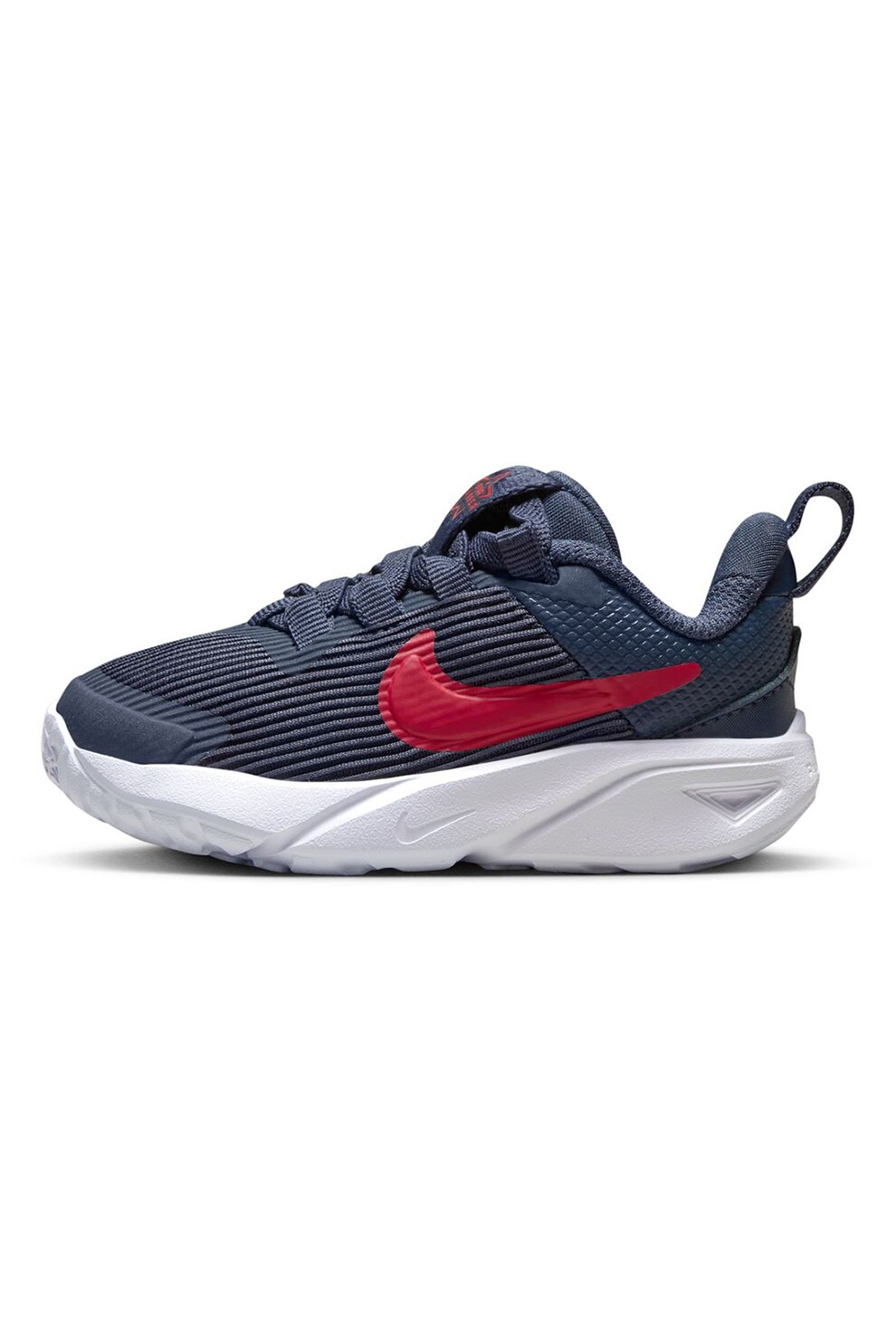 Nike, Pantofi cu insertii sintetice, pentru alergare Star Runner 4, Albastru ultramarin, Rosu inchis, 19.5 EU