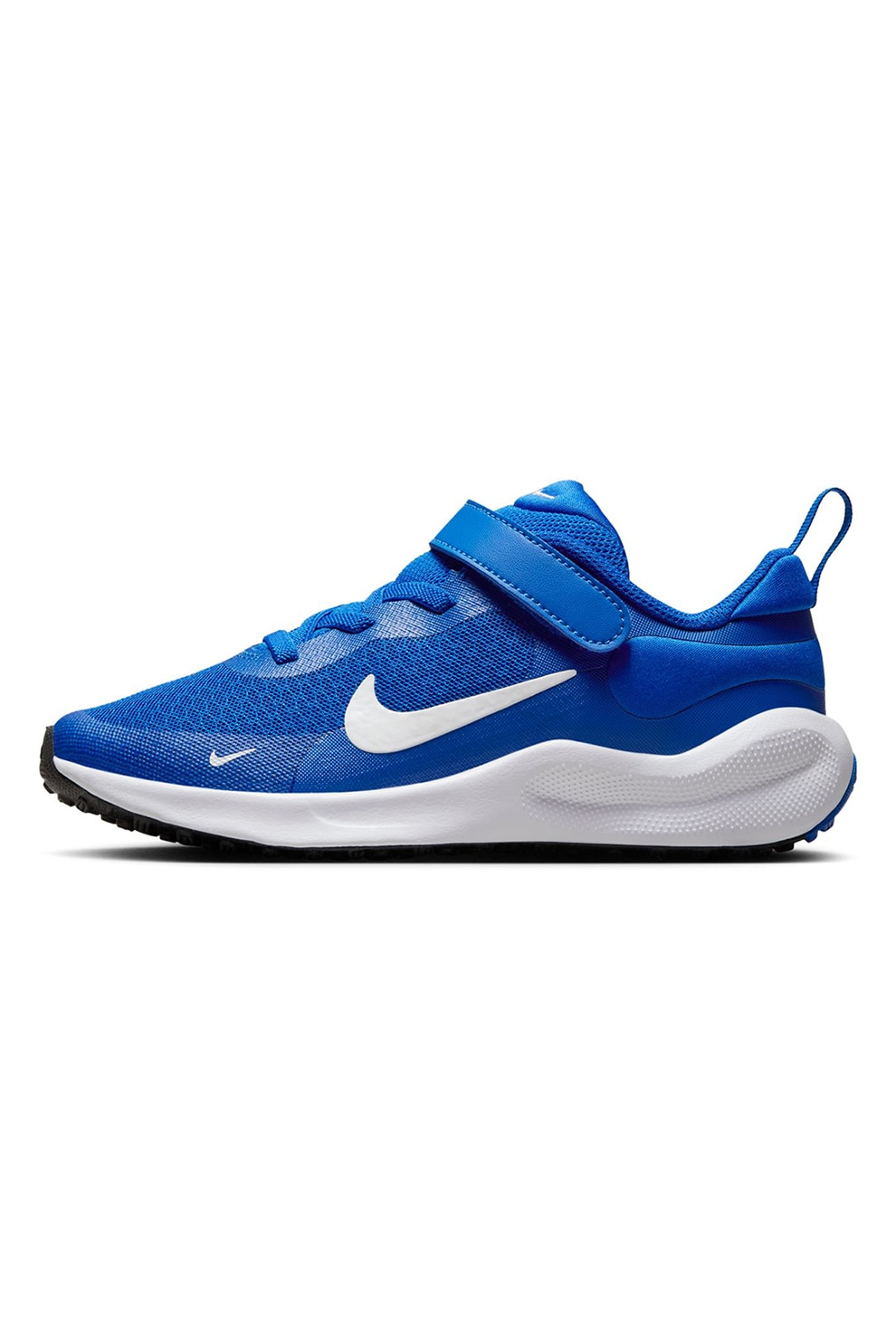 Nike, Pantofi cu amortizare si velcro, pentru alergare Revolution 7, Albastru royal, Alb murdar, Albastru, 28 EU