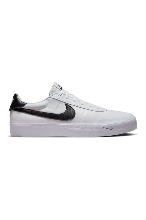 Nike, Pantofi sport low-cut din piele ecologica Court, Negru/Alb optic