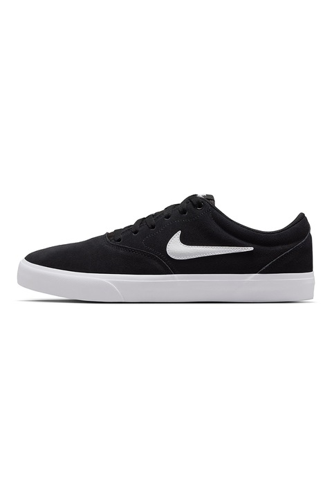 Nike, Pantofi sport Charge low-cut din piele intoarsa, Alb/Negru