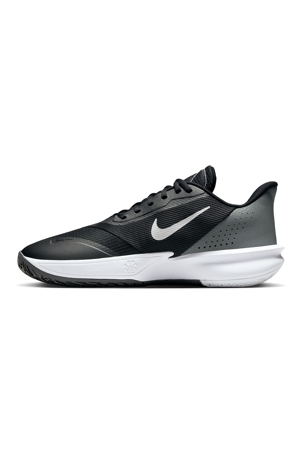 Nike, Pantofi din material textil pentru baschet Precision 7, Alb, Negru, Gri cenusiu, 11