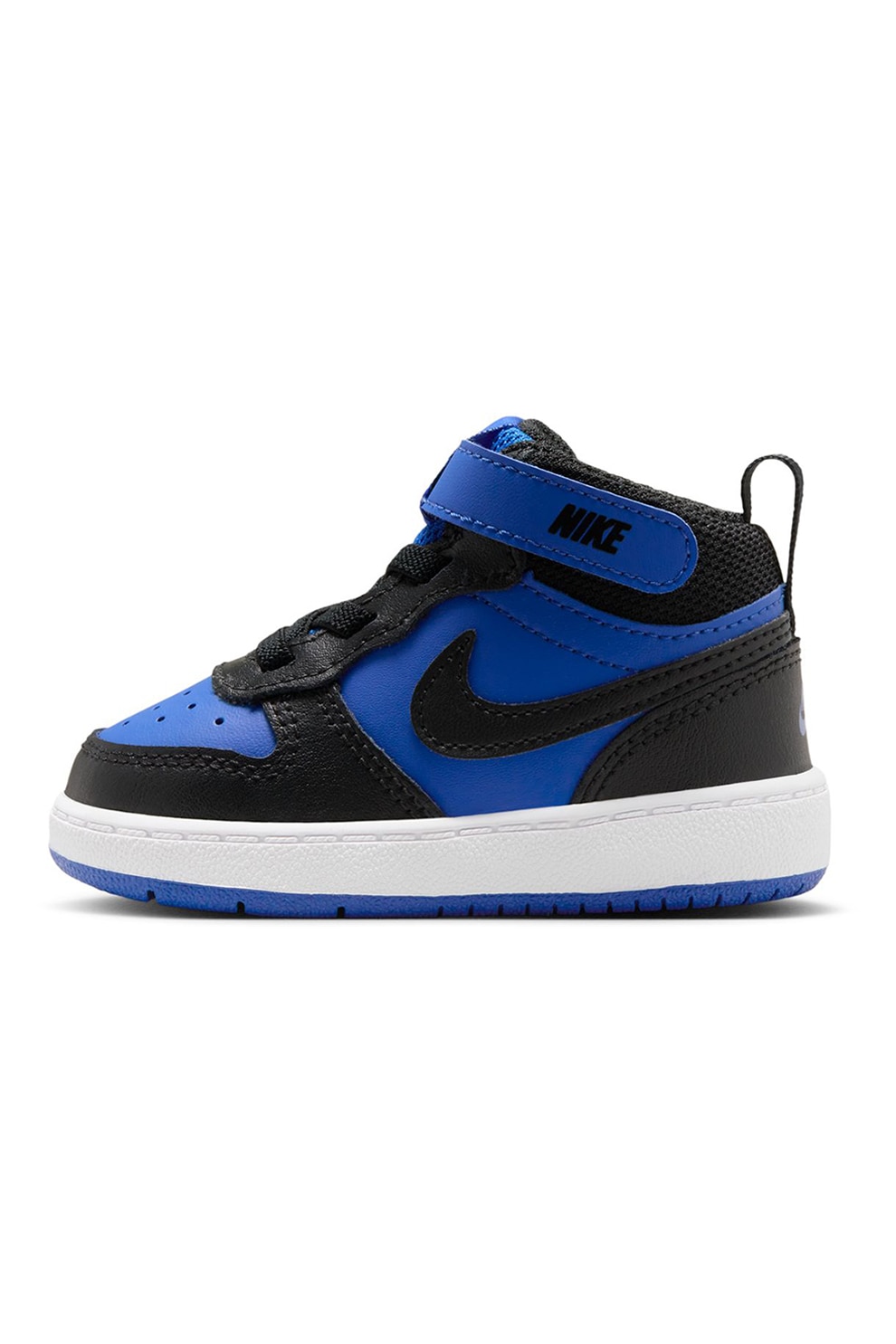 Nike, Pantofi sport cu garnituri din piele Court Borough, Negru, Albastru royal, 22 EU