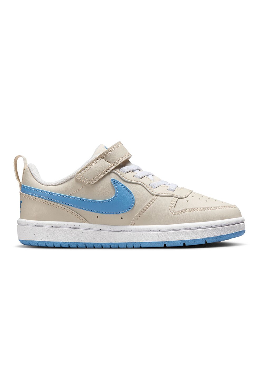 Nike, Pantofi sport din piele ecologica cu velcro Court Borough, Bej deschis, 29.5 EU