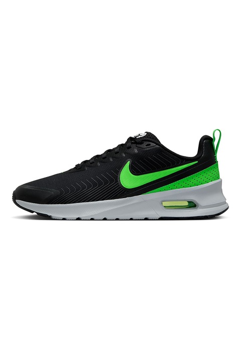 Nike, Air Max logós műbőr sneaker, Fekete/Limezöld