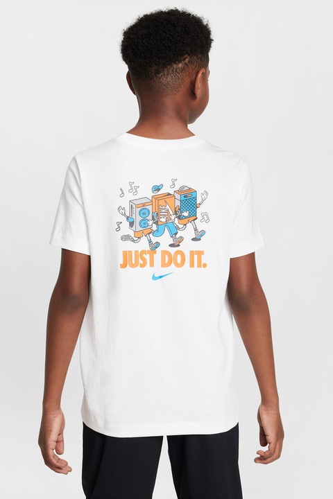 Nike, Памучна тениска с лого, Бял