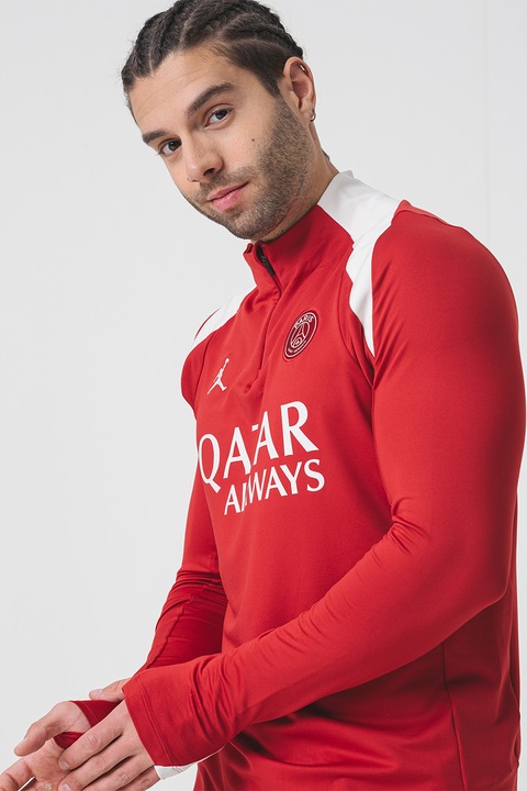 Nike, Футболна блуза Dri-FIT с лого, Тъмночервен/Мръснобял