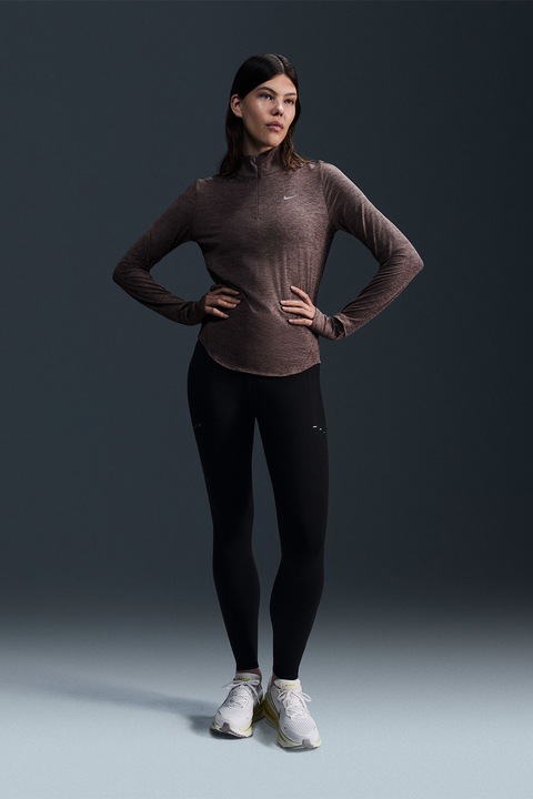 Nike, Colanti cu talie inalta pentru alergare, Negru/Argintiu