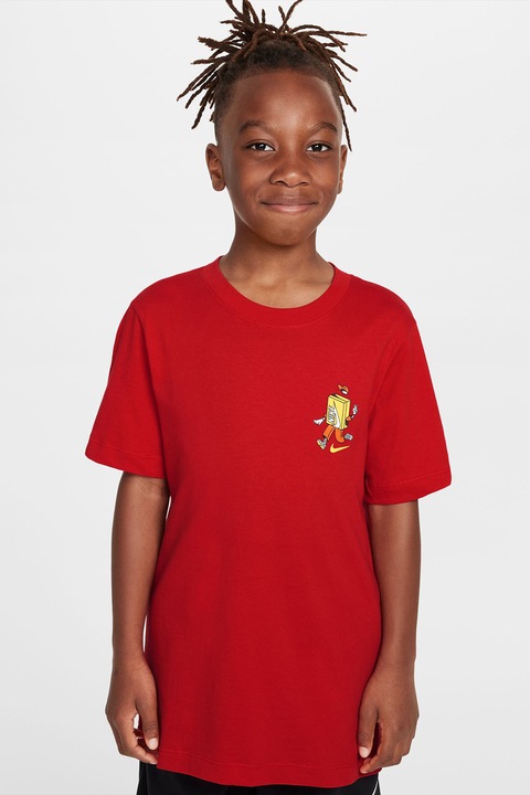 Nike, Памучна тениска с лого, Червен/Бял
