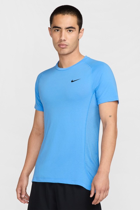 Nike, Tricou cu logo pentru fitness, Albastru