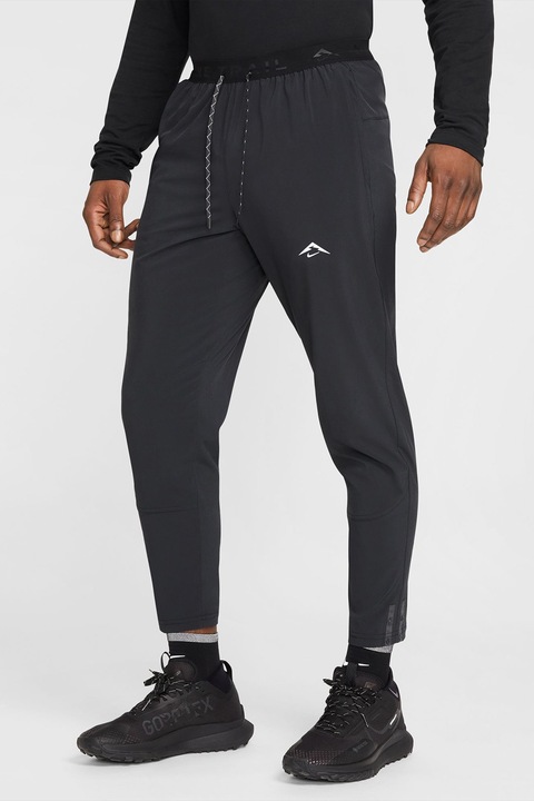 Nike, Pantaloni conici cu snur de ajustare pentru alergare, Gri antracit