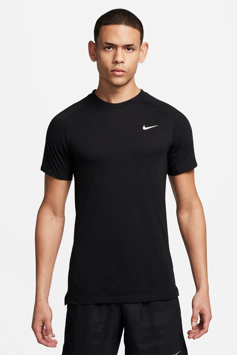 Nike, Tricou cu logo pentru fitness, Negru