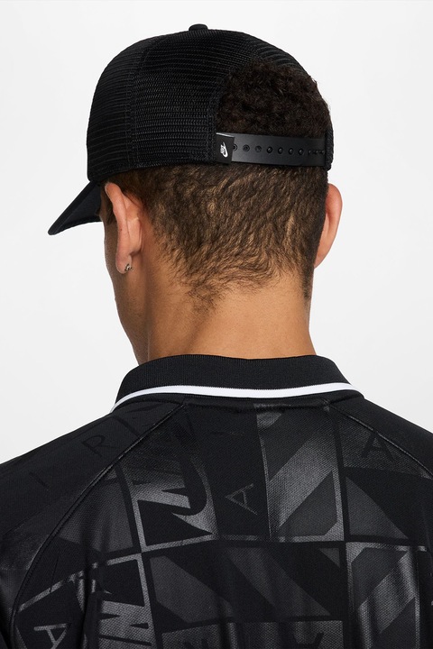 Nike, Памучна шапка с лого, Бял, Черен, 52-57 см