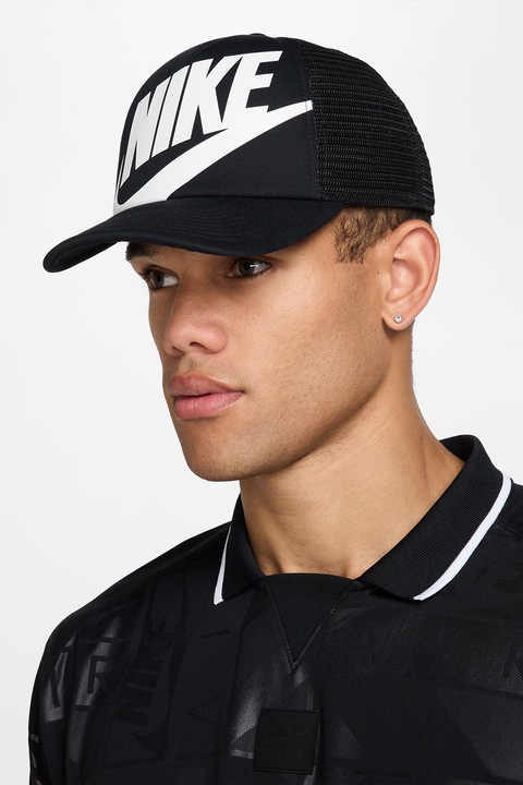 Nike, Памучна шапка с лого, Бял, Черен, 52-57 см