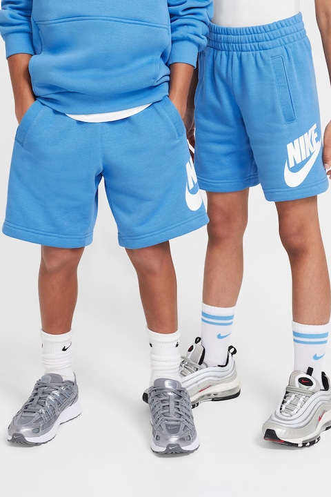 Nike, Шорти Sportswear Club с лого, Бял/Син
