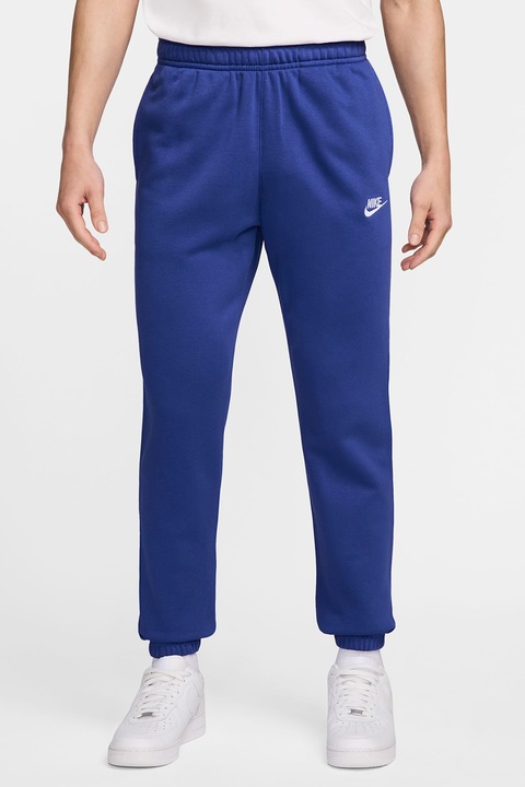 Nike, Pantaloni de trening cu logo brodat, Alb/Albastru royal