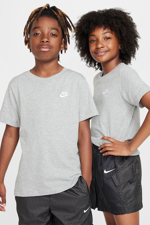 Nike, Тениска Futura с овално деколте, Tъмносив