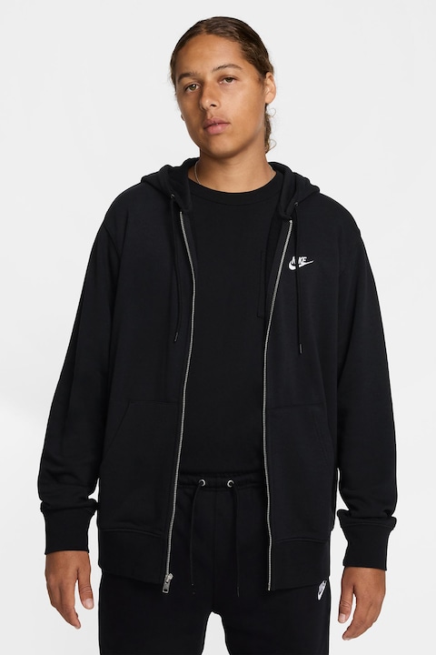 Nike, Худи с памук и цип, Бял/Черен