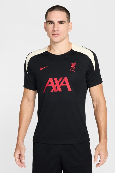 Nike, Tricou cu detalii contrastante pentru fitness, Rosu/Negru, S