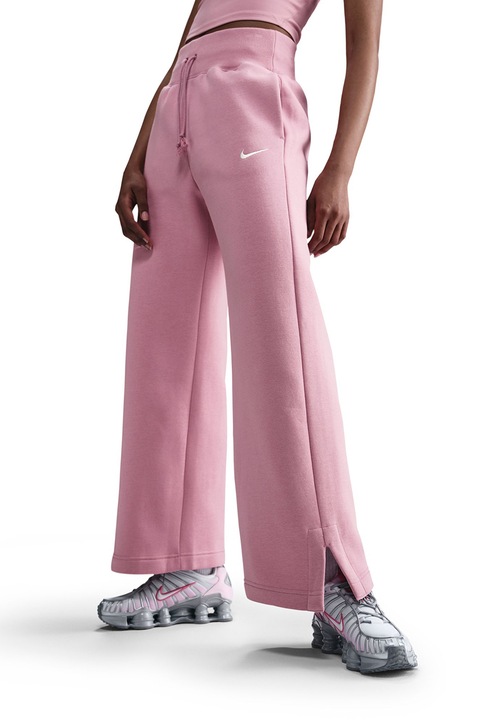 Nike, Спортен панталон Sportswear Phoenix с висока талия, Бял/Розово