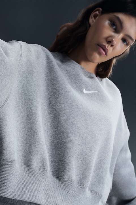 Nike, Bluza de trening lejera cu maneci cazute Phoenix, Gri melange