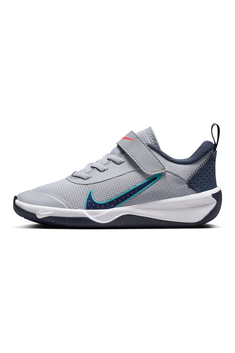 Nike, Pantofi Omni Multi-Court cu inchidere velcro pentru tenis, Gri cenusiu