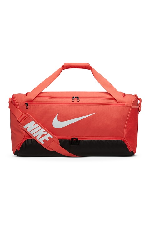 Nike, Унисекс фитнес сак с лого, Черен, Корал