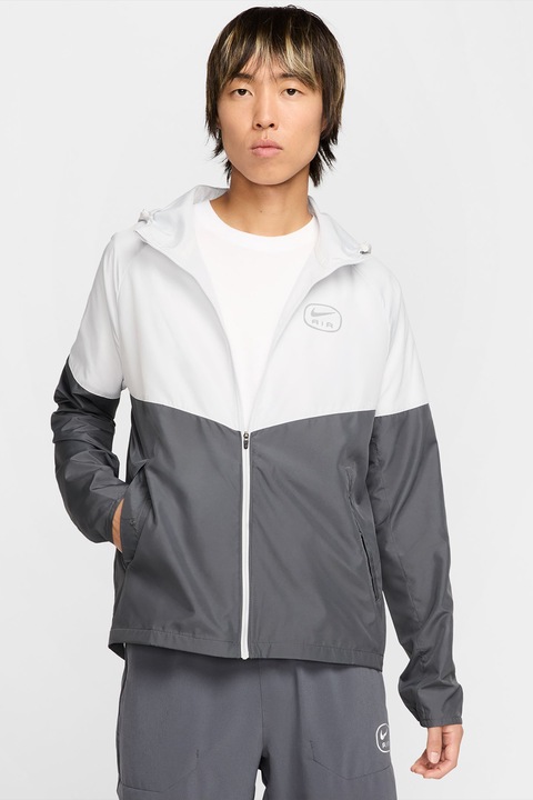 Nike, Яке с цип и джобове встрани, Бял/Пепеляво сиво