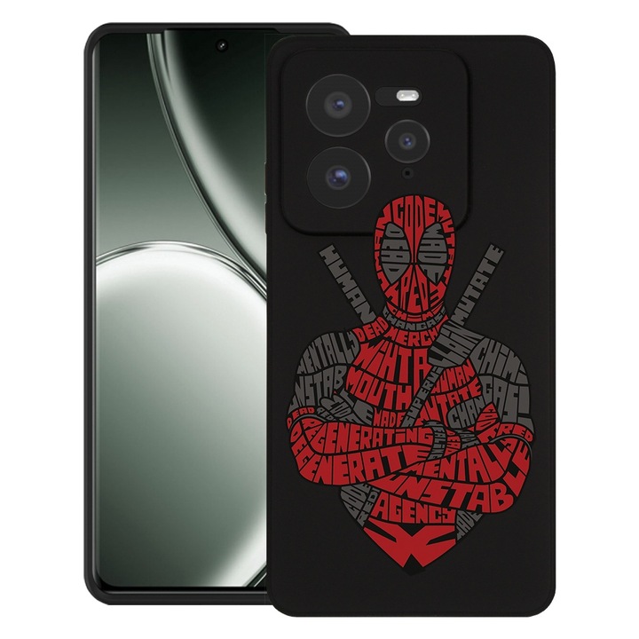 Силиконов калъф BestCase за Realme GT 7 Pro, Calligraphy Dead Red, SLIM 1.2MM, Microfiber interior, Premium Soft Liquid Silicon, Black, 1922289 PB 1520