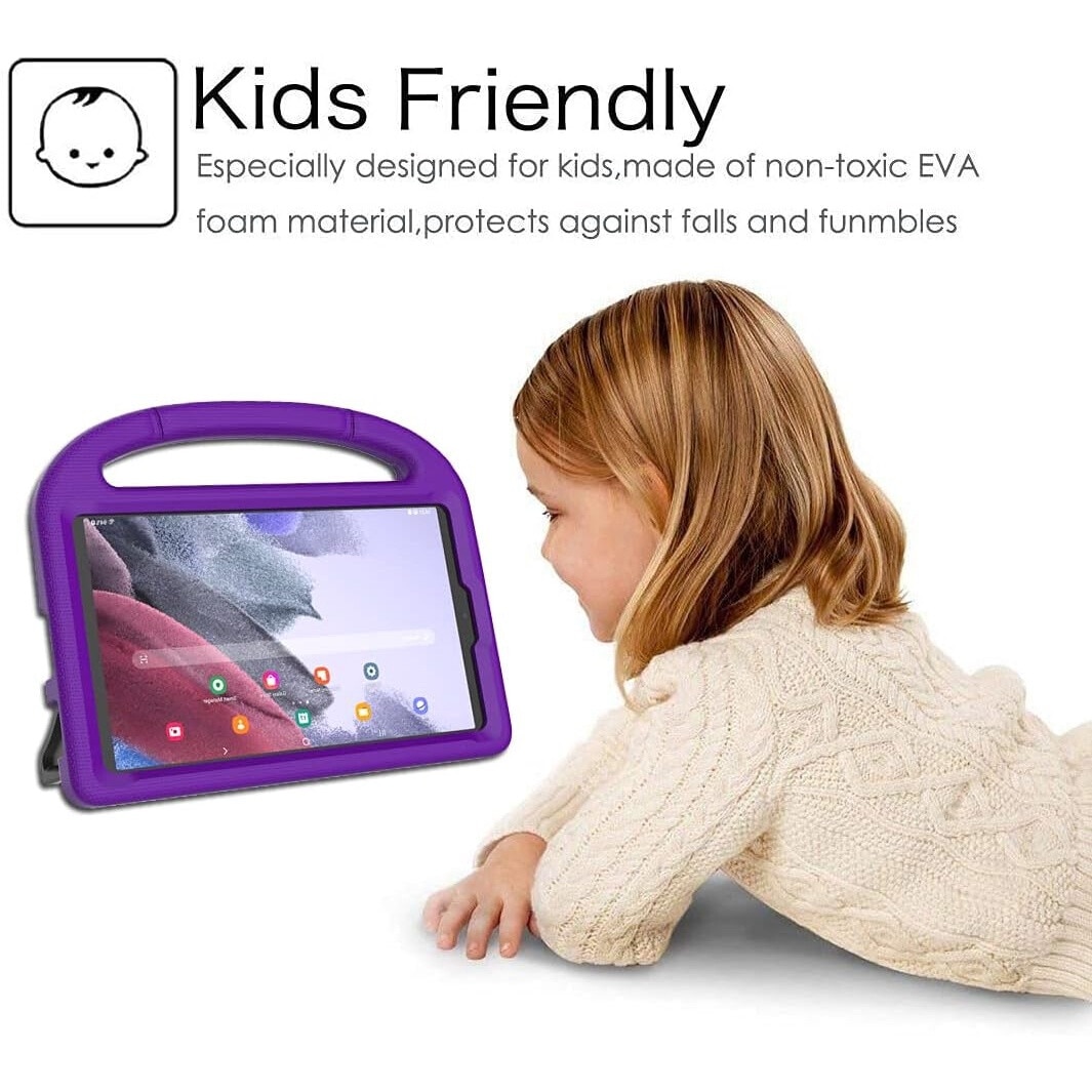 Husa pentru tableta Samsung Galaxy Tab A7 Lite 8.7 2021, usoara, rezistenta la socuri, pentru copii, cu suport de maner - Violet