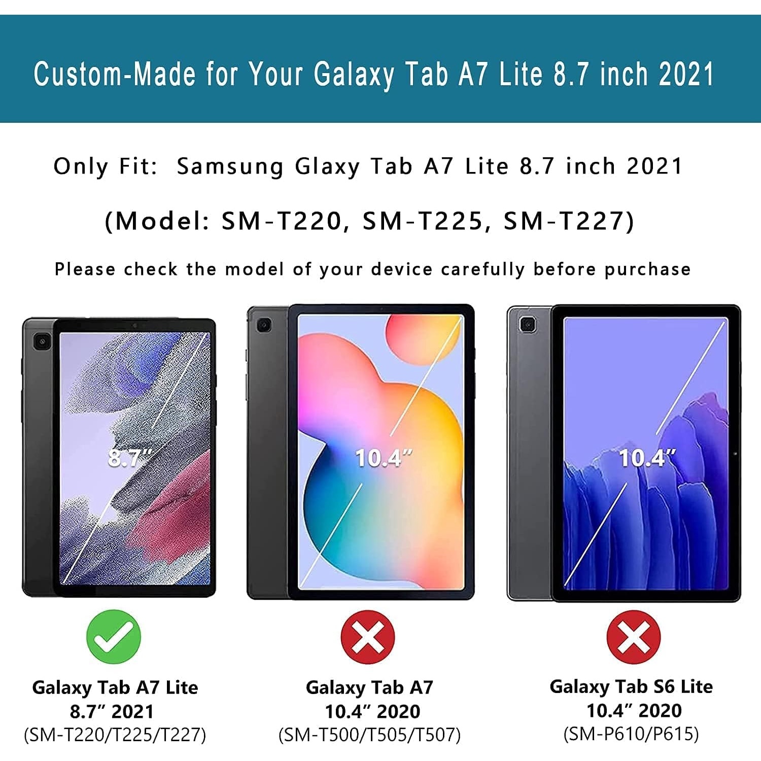 Husa pentru tableta Samsung Galaxy Tab A7 Lite 8.7 2021, usoara, rezistenta la socuri, pentru copii, cu suport de maner - Violet