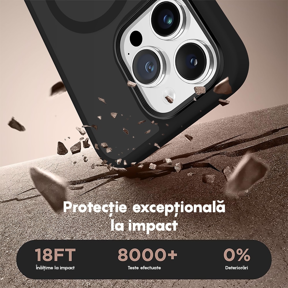 Husa compatibila cu Incarcare Magsafe compatibila cu iPhone 16 Pro, CASEY STUDIOS™, de Protectie, Slim, pentru Incarcare Wireless, Margini Ridicate de Protectia Ecranului si a Camerelor, Negru