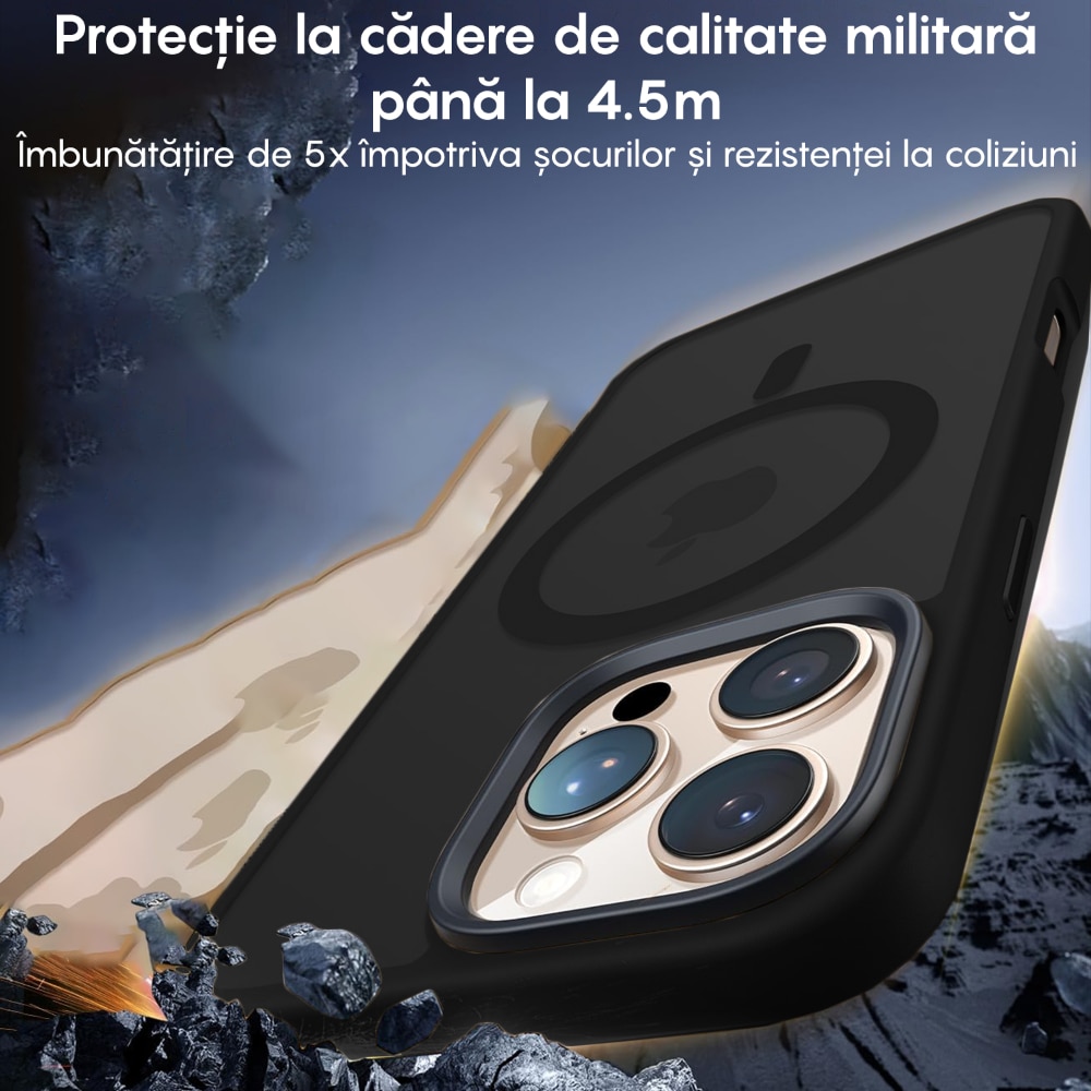 Husa compatibila cu Incarcare Magsafe pentru pentru Apple iPhone 16 Pro Max, CASEY STUDIOS™, de Protectie, Slim, pentru Incarcare Wireless, Margini Ridicate pentru Protectia Ecranului si a Camerelor, Negru