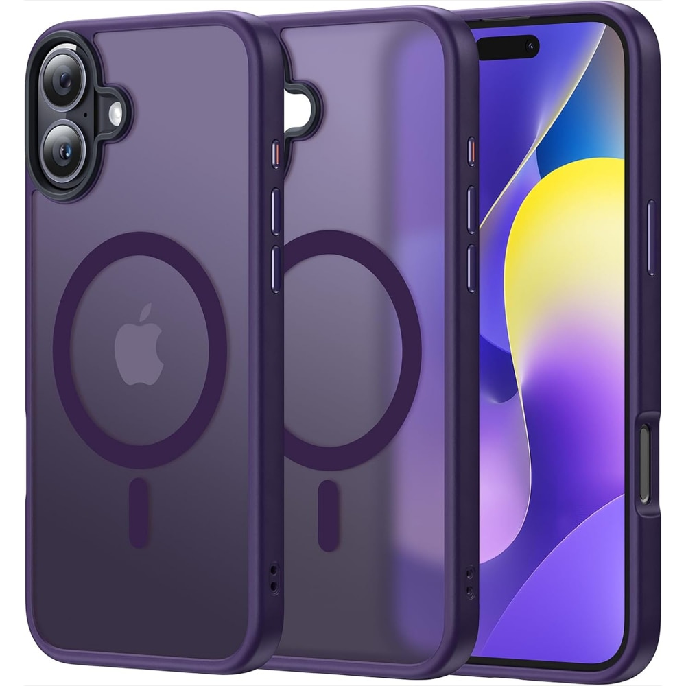 Husa compatibila cu Incarcare Magsafe pentru pentru Apple iPhone 16 Plus, CASEY STUDIOS™, de Protectie, Slim, pentru Incarcare Wireless, Margini Ridicate pentru Protectia Ecranului si a Camerelor, Mov inchis
