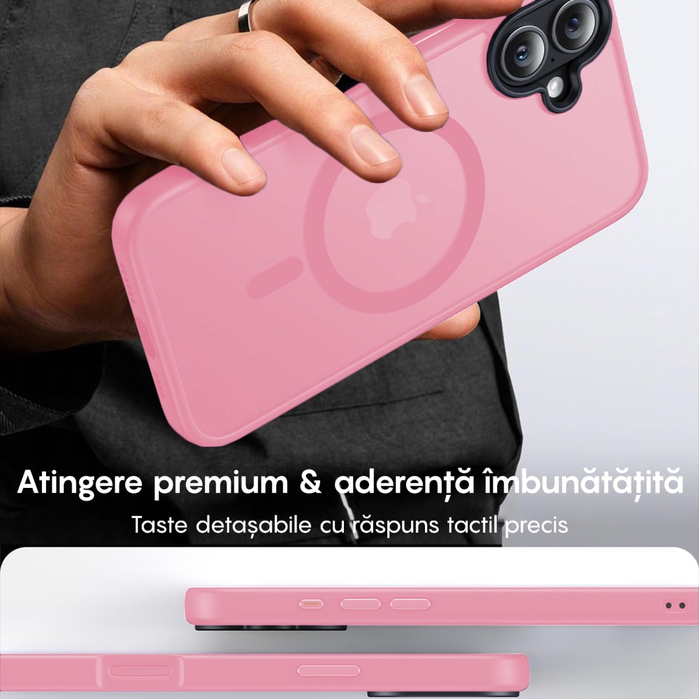 Husa compatibila cu Incarcare Magsafe pentru pentru Apple iPhone 16 Plus, CASEY STUDIOS™, de Protectie, Slim, pentru Incarcare Wireless, Margini Ridicate pentru Protectia Ecranului si a Camerelor, Roz