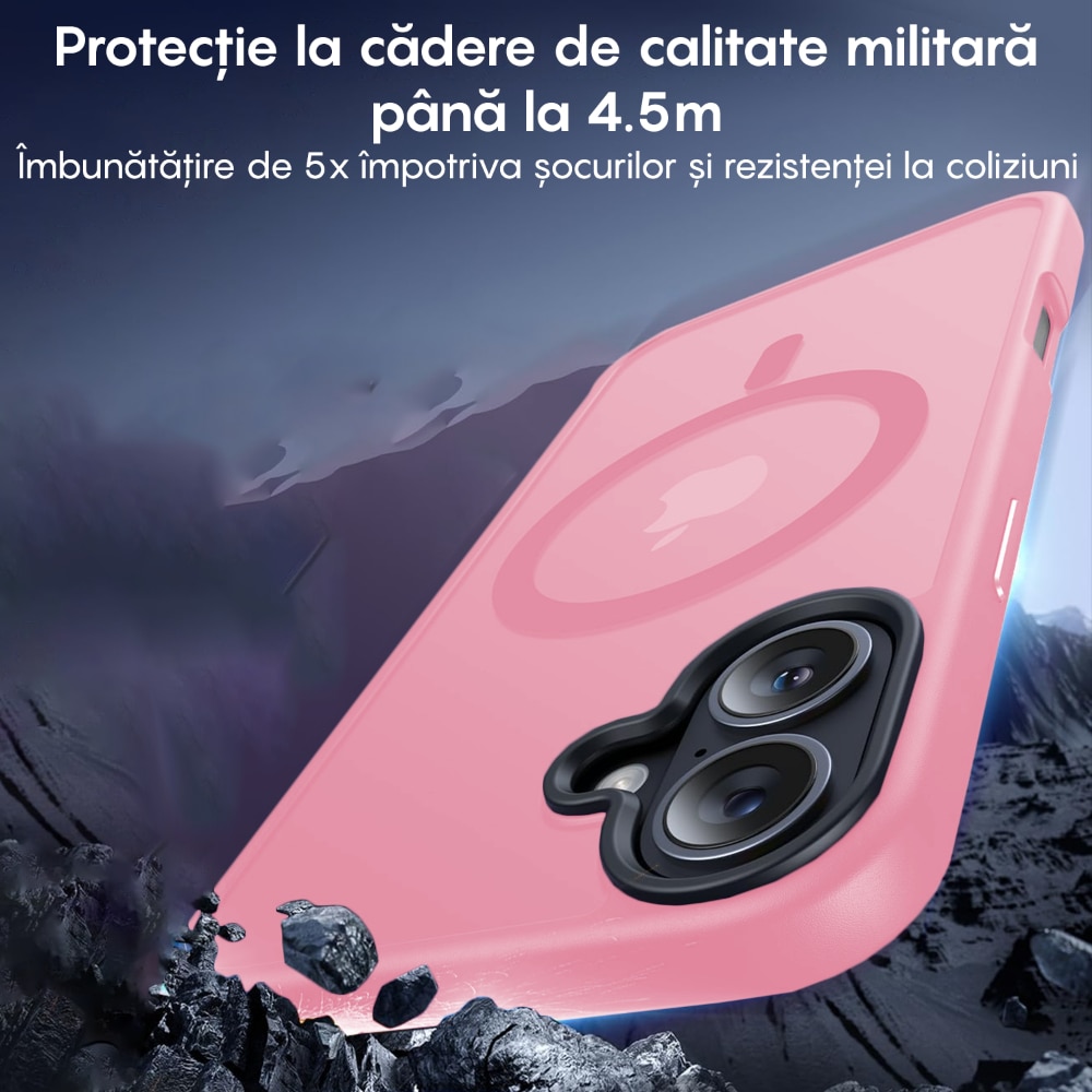 Husa compatibila cu Incarcare Magsafe pentru pentru Apple iPhone 16 Plus, CASEY STUDIOS™, de Protectie, Slim, pentru Incarcare Wireless, Margini Ridicate pentru Protectia Ecranului si a Camerelor, Roz