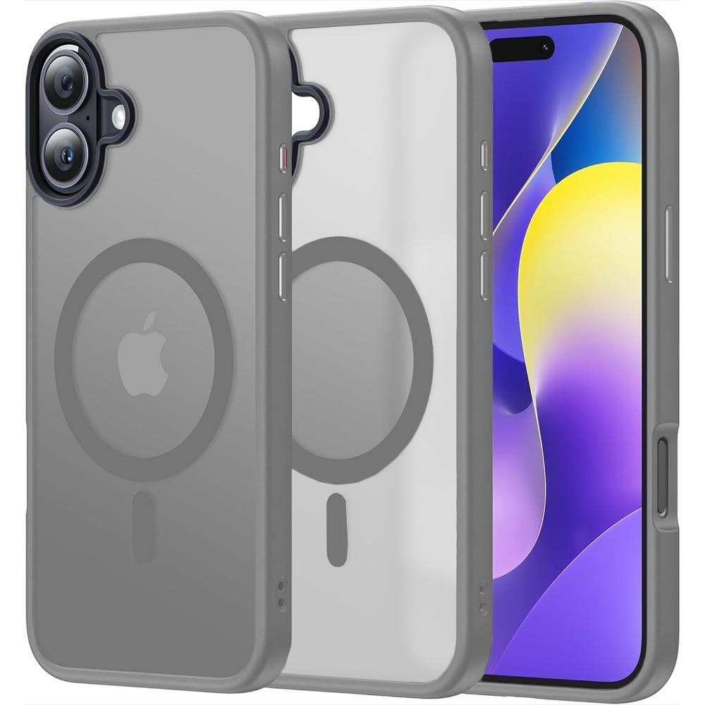 Husa compatibila cu Incarcare Magsafe pentru pentru Apple iPhone 16, CASEY STUDIOS™, de Protectie, Slim, pentru Incarcare Wireless, Margini Ridicate pentru Protectia Ecranului si a Camerelor, Gri