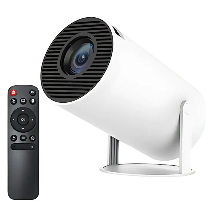 Videoproiector Smart LED Premium Portabil,, TFEHRUN®, 4K UltraHD Android 11, Autofocus Difuzor Incorporat, Wi-Fi6, Bluetooth 5.0, Proiectie Ajustabila, HDMI, USB si Mirroring Android/IOS, 8 GB, Rotatie 180 Grade，Alba